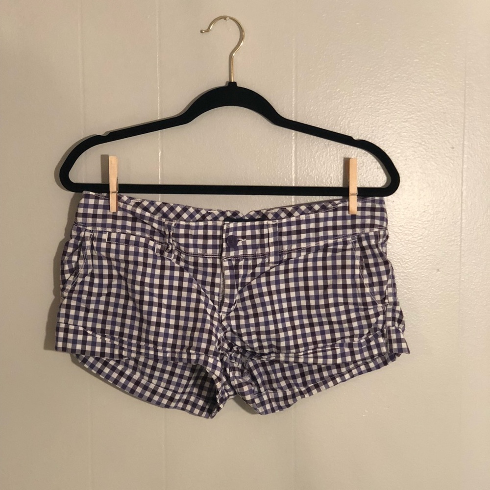 Purple and white shorts